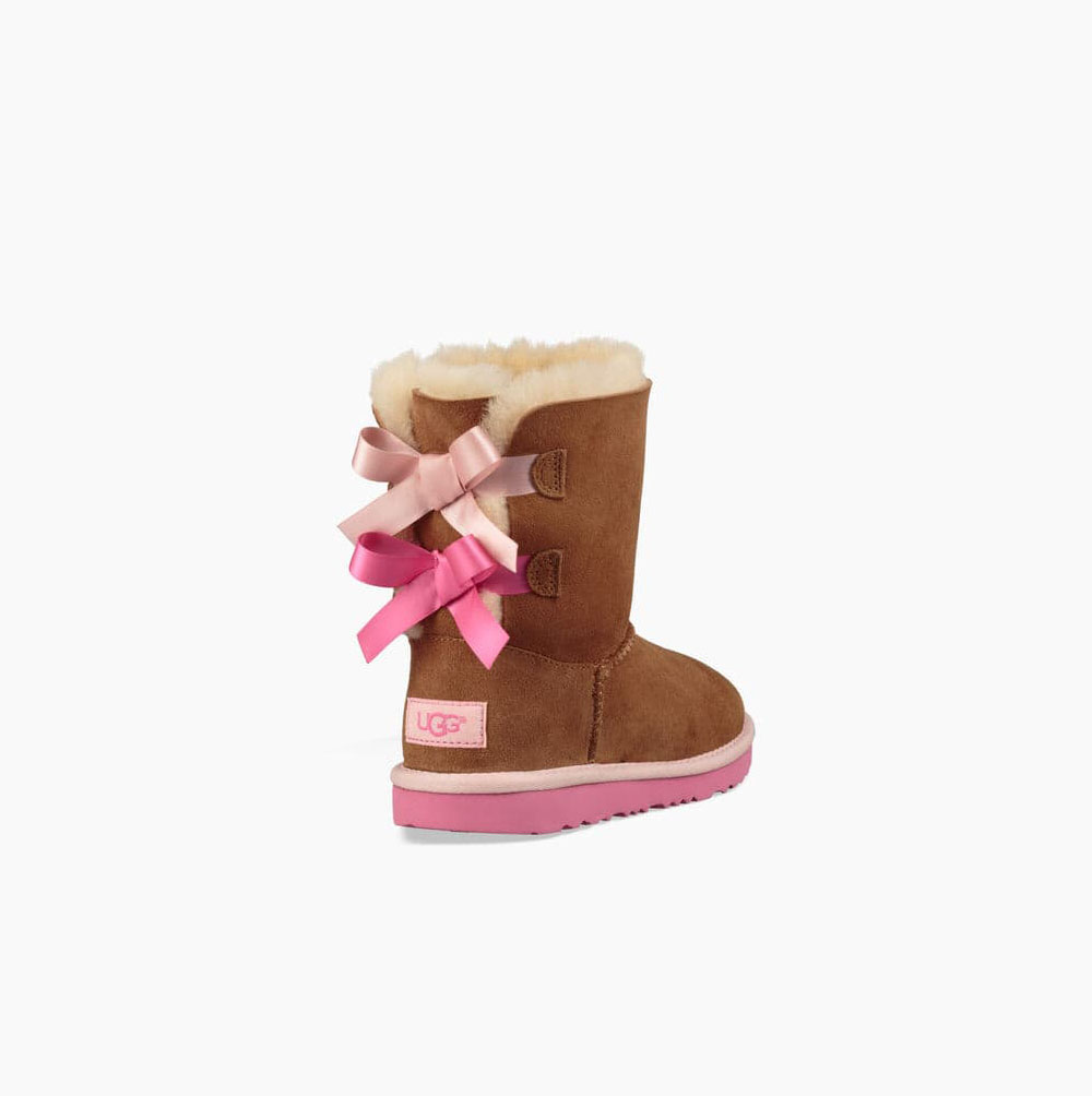 UGG Bailey Bow II Pink Brown Boots for Kids (GDKC69820)